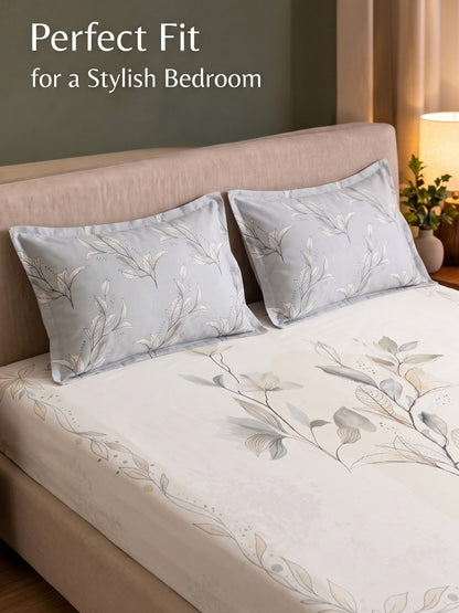 BOTTEGA PANEL Luxury King Size Bedsheet | 100% Cotton | 210 TC Premium Fabric | 108 x 108 Inches | Includes 2 Pillow Covers
