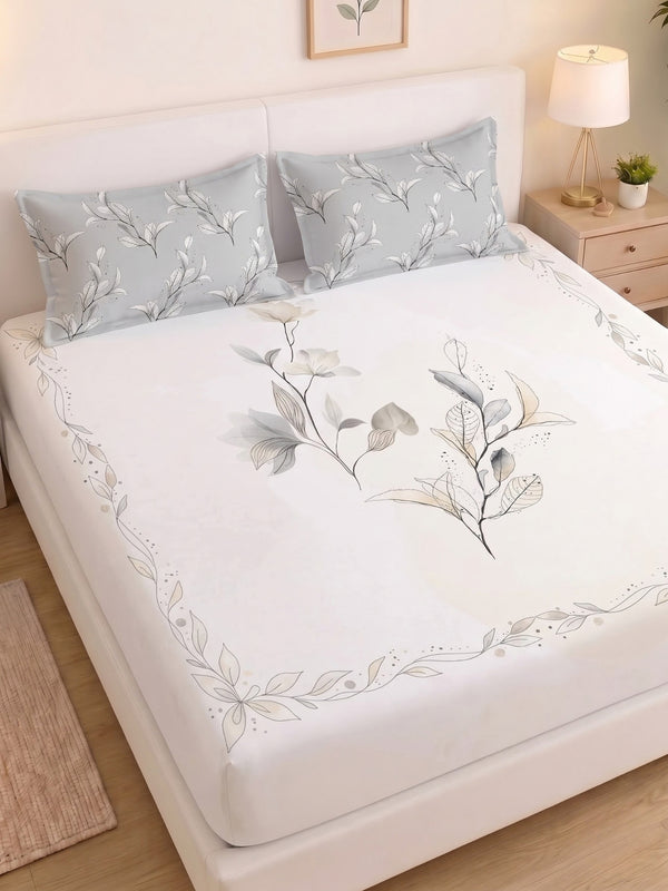 BOTTEGA PANEL Luxury King Size Bedsheet | 100% Cotton | 210 TC Premium Fabric | 108 x 108 Inches | Includes 2 Pillow Covers