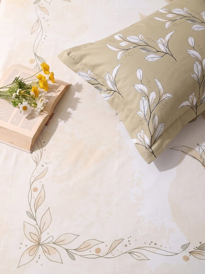 BOTTEGA PANEL Luxury King Size Bedsheet | 100% Cotton | 210 TC Premium Fabric | 108 x 108 Inches | Includes 2 Pillow Covers
