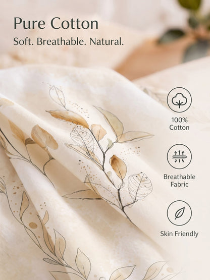 BOTTEGA PANEL Luxury King Size Bedsheet | 100% Cotton | 210 TC Premium Fabric | 108 x 108 Inches | Includes 2 Pillow Covers