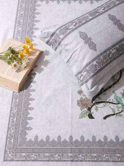 BOTTEGA PANEL Luxury King Size Bedsheet | 100% Cotton | 210 TC Premium Fabric | 108 x 108 Inches | Includes 2 Pillow Covers