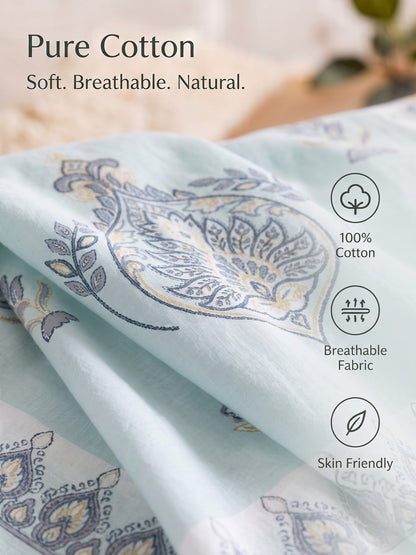 BOTTEGA PANEL Luxury King Size Bedsheet | 100% Cotton | 210 TC Premium Fabric | 108 x 108 Inches | Includes 2 Pillow Covers