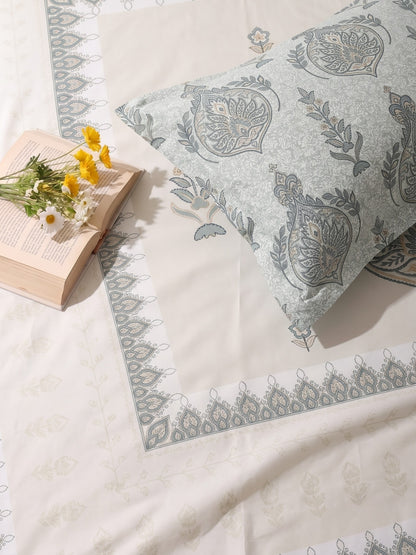BOTTEGA PANEL Luxury King Size Bedsheet | 100% Cotton | 210 TC Premium Fabric | 108 x 108 Inches | Includes 2 Pillow Covers
