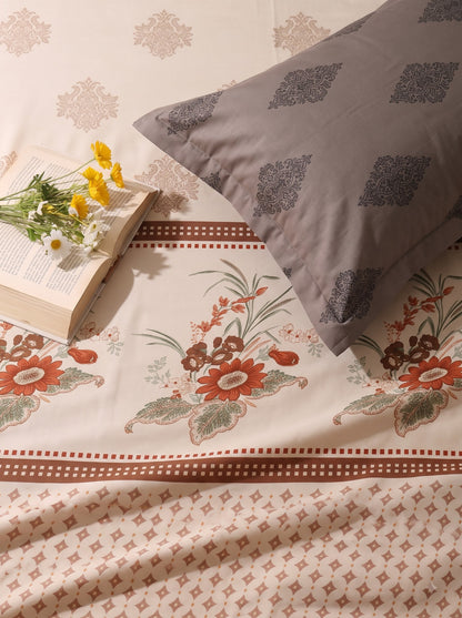 CELESTIA 100% Cotton Luxury Bedsheet | 250 TC Satin Weave | King Size 108 x 108 Inches | Ultra Soft & Elegant