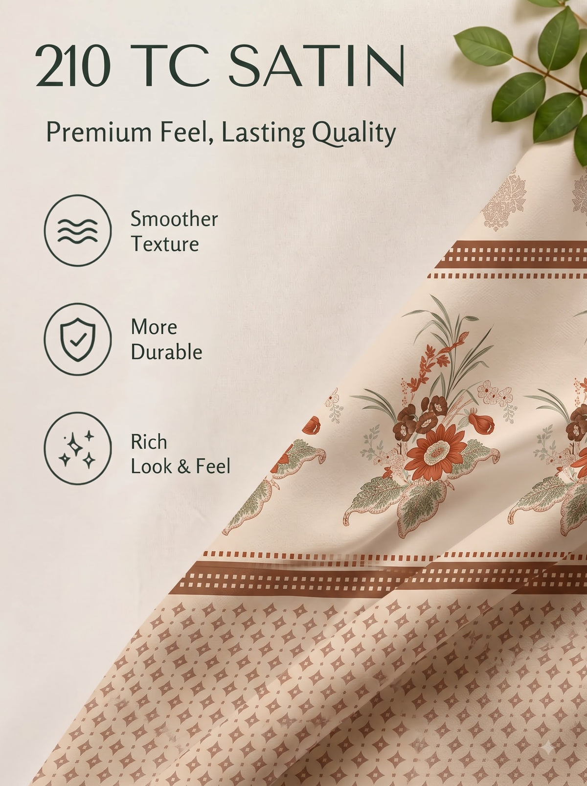 CELESTIA 100% Cotton Luxury Bedsheet | 250 TC Satin Weave | King Size 108 x 108 Inches | Ultra Soft & Elegant
