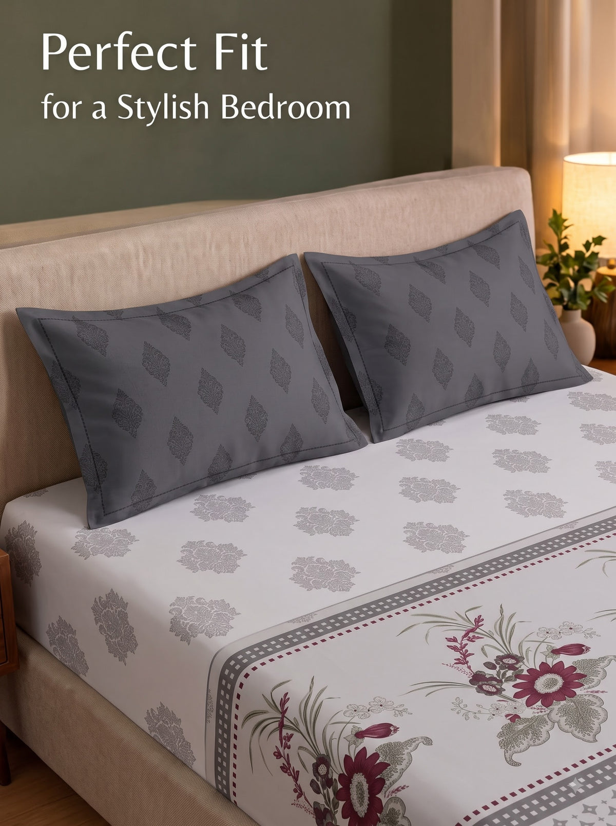 CELESTIA 100% Cotton Luxury Bedsheet | 250 TC Satin Weave | King Size 108 x 108 Inches | Ultra Soft & Elegant (Copy)