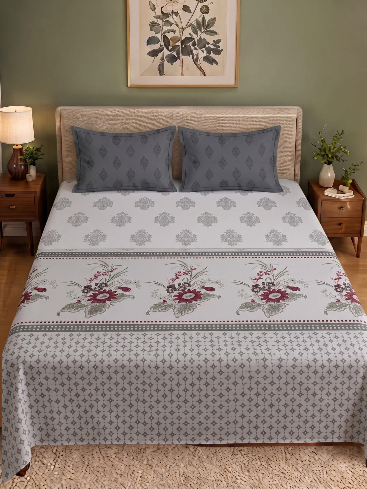 CELESTIA 100% Cotton Luxury Bedsheet | 250 TC Satin Weave | King Size 108 x 108 Inches | Ultra Soft & Elegant (Copy)