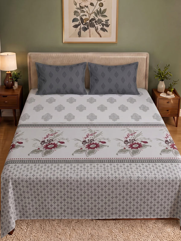 CELESTIA 100% Cotton Luxury Bedsheet | 250 TC Satin Weave | King Size 108 x 108 Inches | Ultra Soft & Elegant (Copy)