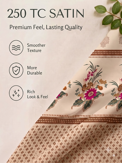 CELESTIA 100% Cotton Luxury Bedsheet | 250 TC Satin Weave | King Size 108 x 108 Inches | Ultra Soft & Elegant