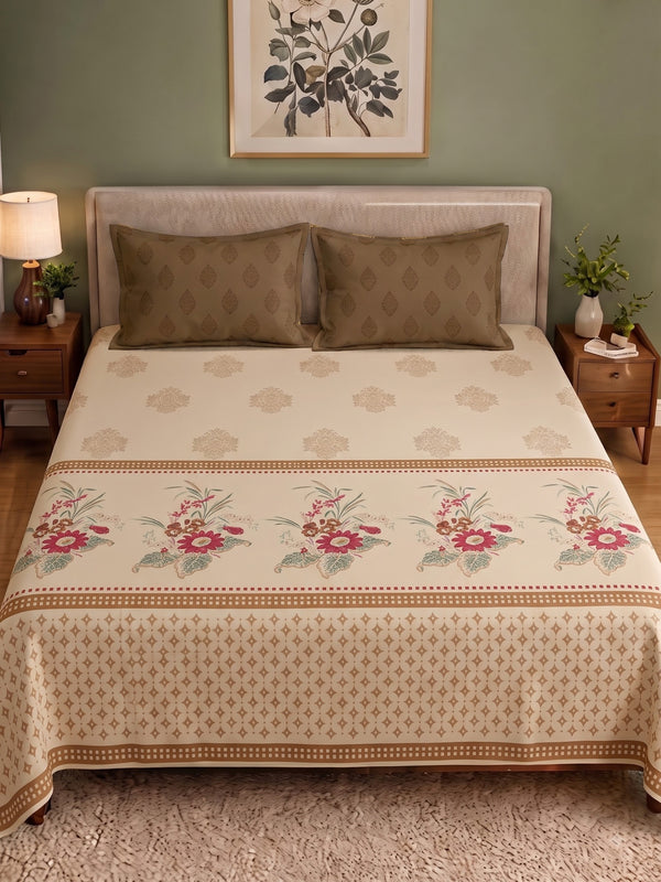 CELESTIA 100% Cotton Luxury Bedsheet | 250 TC Satin Weave | King Size 108 x 108 Inches | Ultra Soft & Elegant