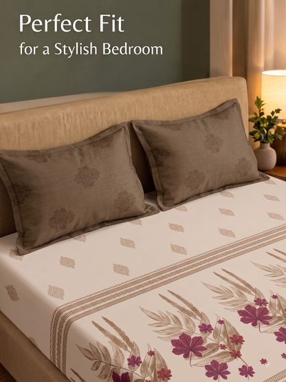 CELESTIA 100% Cotton Luxury Bedsheet | 250 TC Satin Weave | King Size 108 x 108 Inches | Ultra Soft & Elegant (Copy)