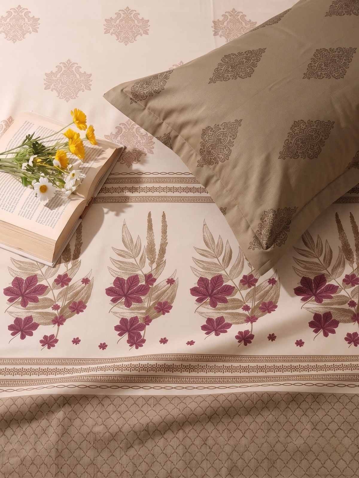 CELESTIA 100% Cotton Luxury Bedsheet | 250 TC Satin Weave | King Size 108 x 108 Inches | Ultra Soft & Elegant (Copy)