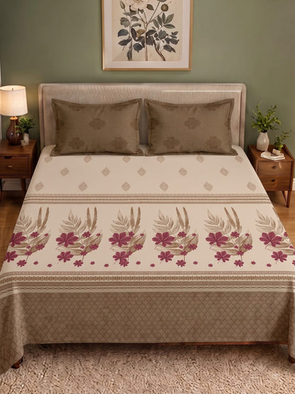 CELESTIA 100% Cotton Luxury Bedsheet | 250 TC Satin Weave | King Size 108 x 108 Inches | Ultra Soft & Elegant (Copy)