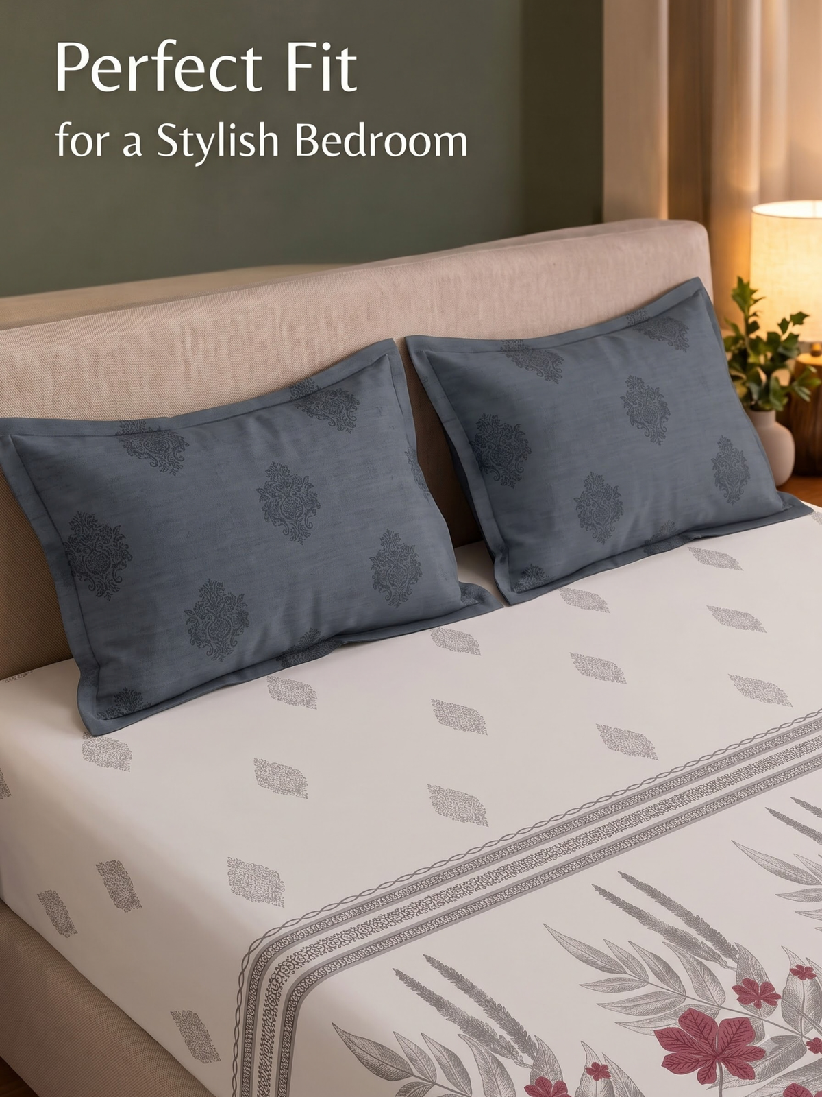 CELESTIA 100% Cotton Luxury Bedsheet | 250 TC Satin Weave | King Size 108 x 108 Inches | Ultra Soft & Elegant (Copy) (Copy)
