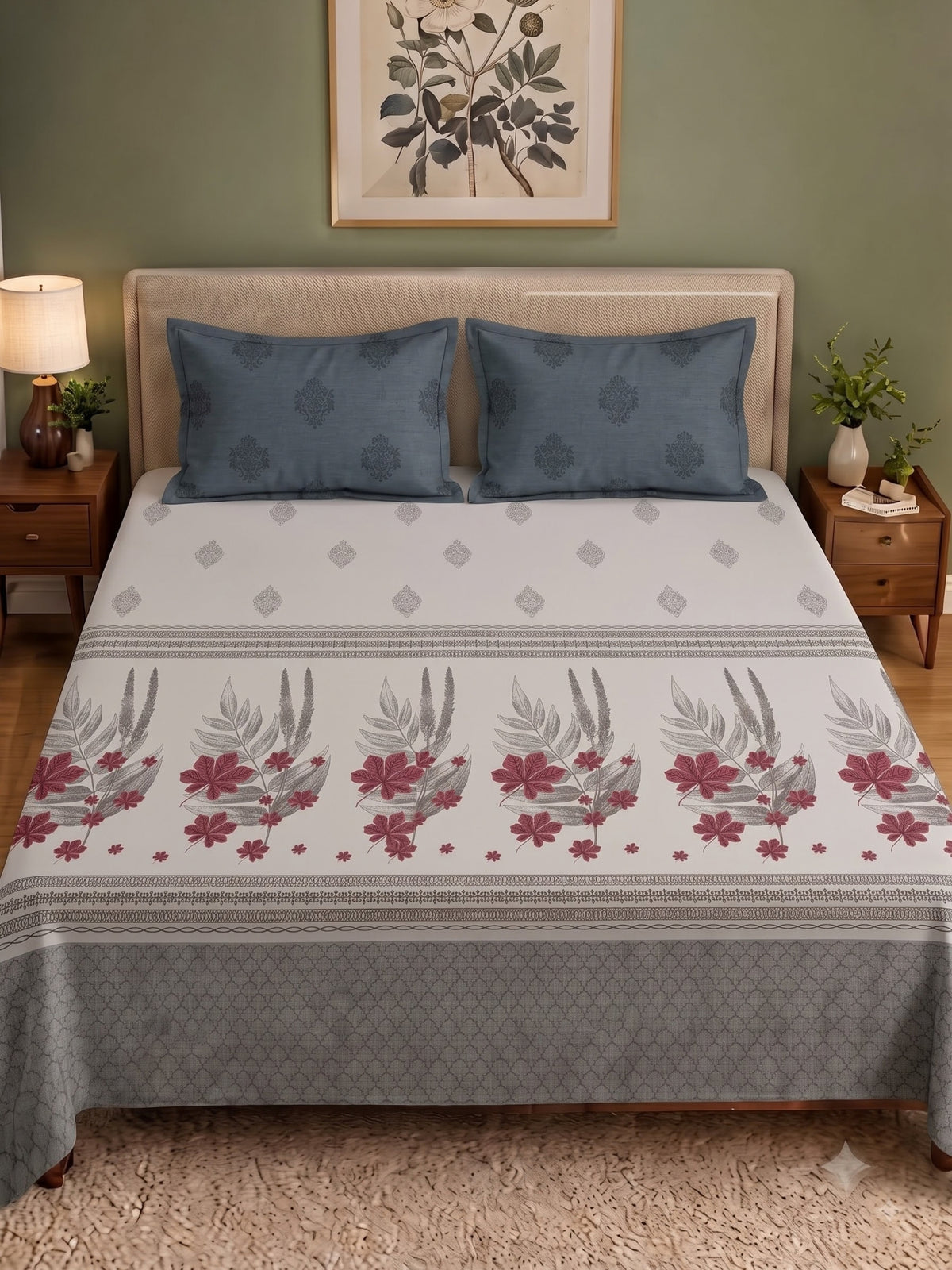CELESTIA 100% Cotton Luxury Bedsheet | 250 TC Satin Weave | King Size 108 x 108 Inches | Ultra Soft & Elegant (Copy) (Copy)
