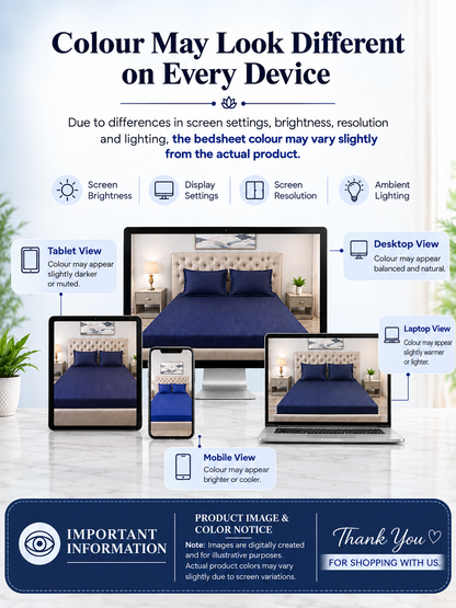Premium 100% Cotton Satin King Size Bedsheet – 210 TC, 108 x 108 Inch| Sky Blue & White