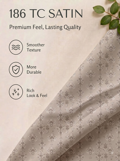 CROWN 100% Cotton Premium Bedsheet | 186 TC Twill Satin Weave | King Size 108 x 108 Inches | Soft, Breathable & Durable|Light Brown