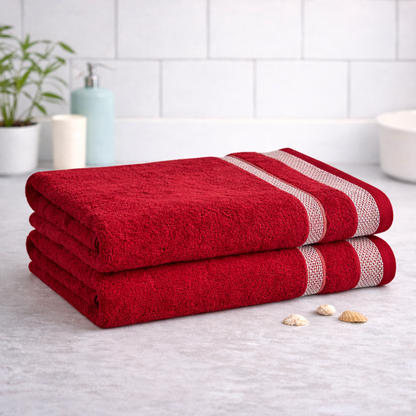 Mafatlal Daffodil Bath Towel – Red, Cotton