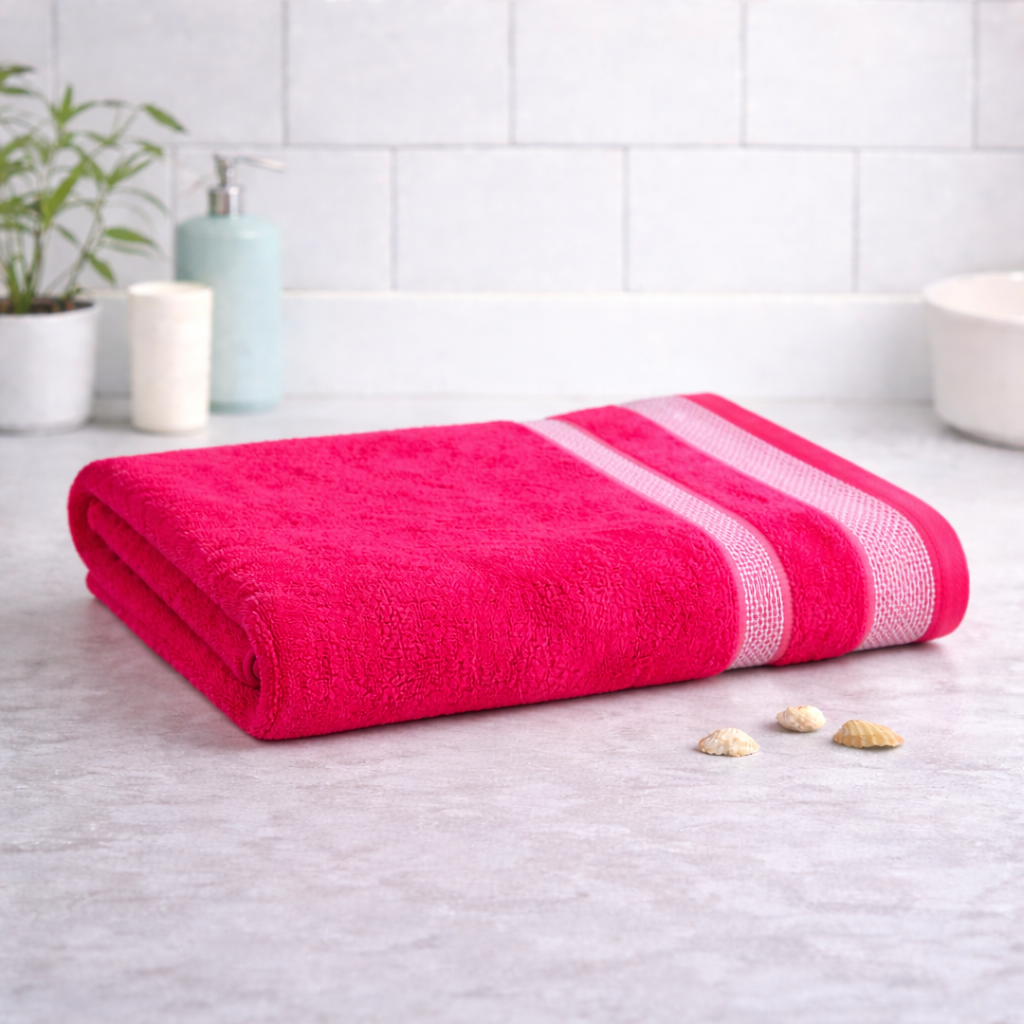 Mafatlal Daffodil Bath Towel – Pink, Cotton