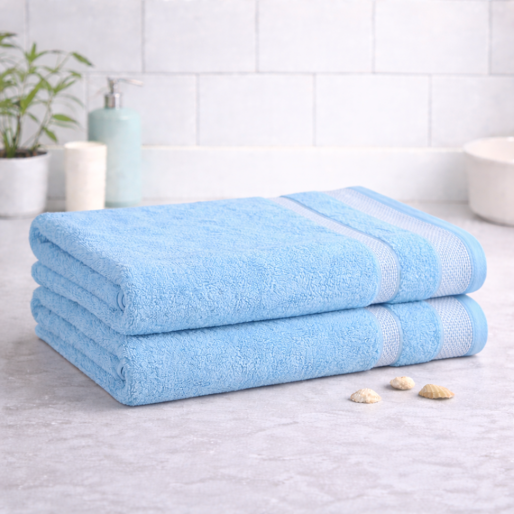 Mafatlal Daffodil Bath Towel – Blue, Cotton