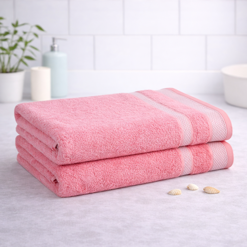 Mafatlal Daffodil Bath Towel – Pink, Cotton