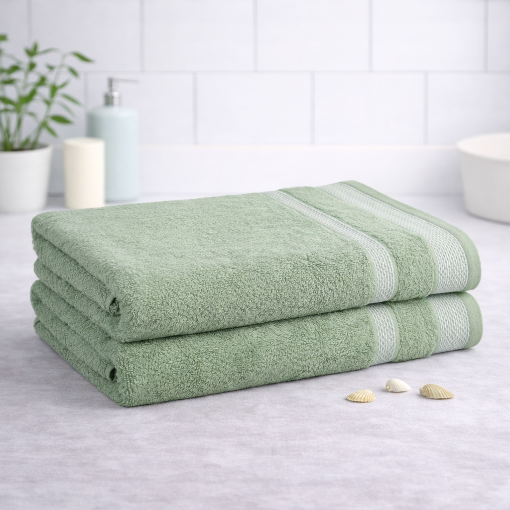 Mafatlal Daffodil Bath Towel – Green, Cotton
