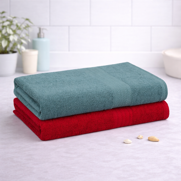 Mafatlal Joy Bath Towel – Red & Green, Cotton