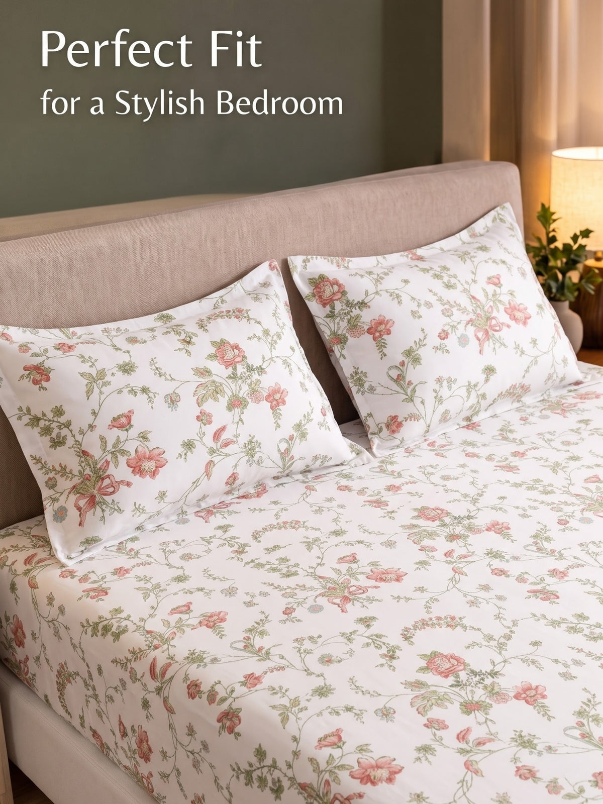 Noeul Home 100% Cotton King Size Bedsheet | 210 TC Soft & Breathable Fabric | 108 x 108 Inches | 2 Pillow Covers Included