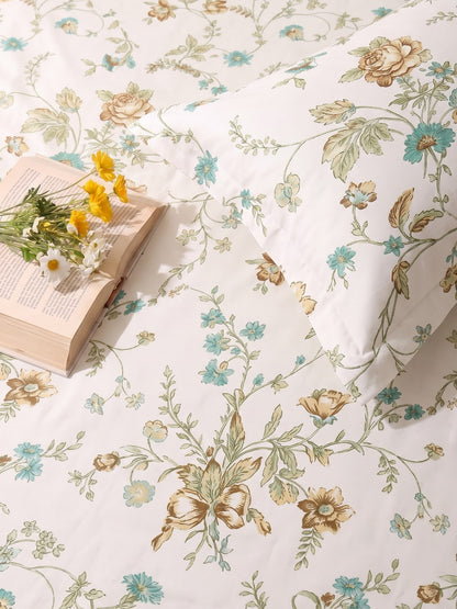 Noeul Home 100% Cotton King Size Bedsheet | 210 TC Soft & Breathable Fabric | 108 x 108 Inches | 2 Pillow Covers Included