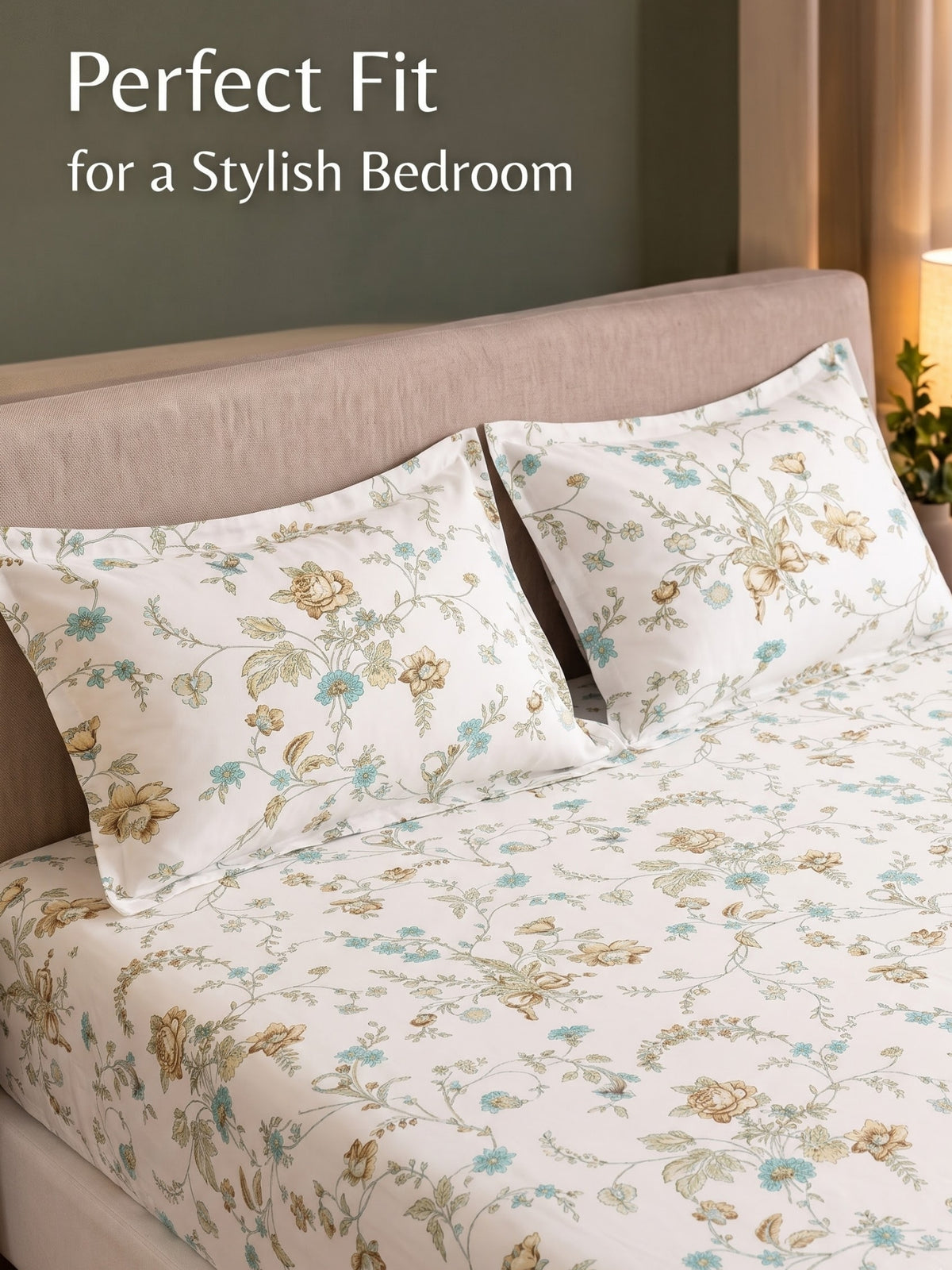 Noeul Home 100% Cotton King Size Bedsheet | 210 TC Soft & Breathable Fabric | 108 x 108 Inches | 2 Pillow Covers Included