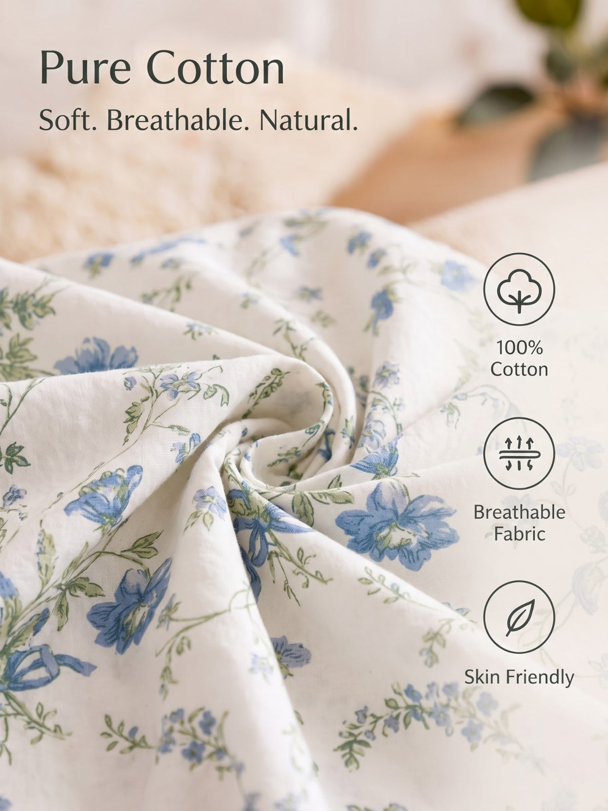 Noeul Home 100% Cotton King Size Bedsheet | 210 TC Soft & Breathable Fabric | 108 x 108 Inches | 2 Pillow Covers Included