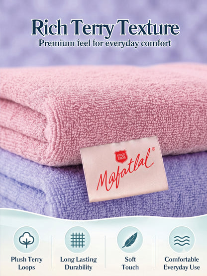 Daisy 100% Cotton Terry Bath Towel Set of 2 | 450 GSM | Soft & Absorbent | 75 x 150 cm| Lavender & Baby Pink