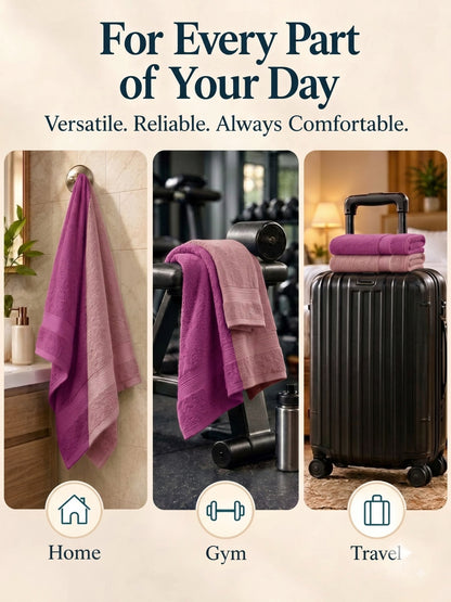 Daisy 100% Cotton Terry Bath Towel Set of 2 | 450 GSM | Soft & Absorbent | 75 x 150 cm| Dusty Brown & Brownish Grey