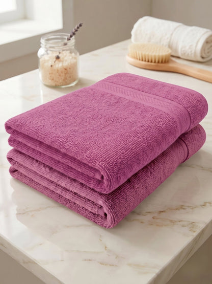 Daisy 100% Cotton Terry Bath Towel Set of 2 | 450 GSM | Soft & Absorbent | 75 x 150 cm| Dusty Rose