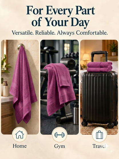 Daisy 100% Cotton Terry Bath Towel Set of 2 | 450 GSM | Soft & Absorbent | 75 x 150 cm| Dusty Rose
