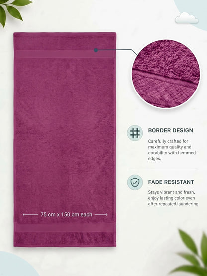 Daisy 100% Cotton Terry Bath Towel Set of 2 | 450 GSM | Soft & Absorbent | 75 x 150 cm| Dusty Rose