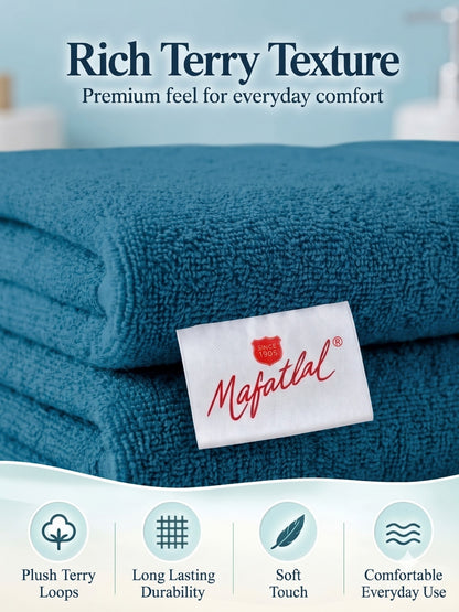 Daisy 100% Cotton Terry Bath Towel Set of 2 | 450 GSM | Soft & Absorbent | 75 x 150 cm| Dark Teal