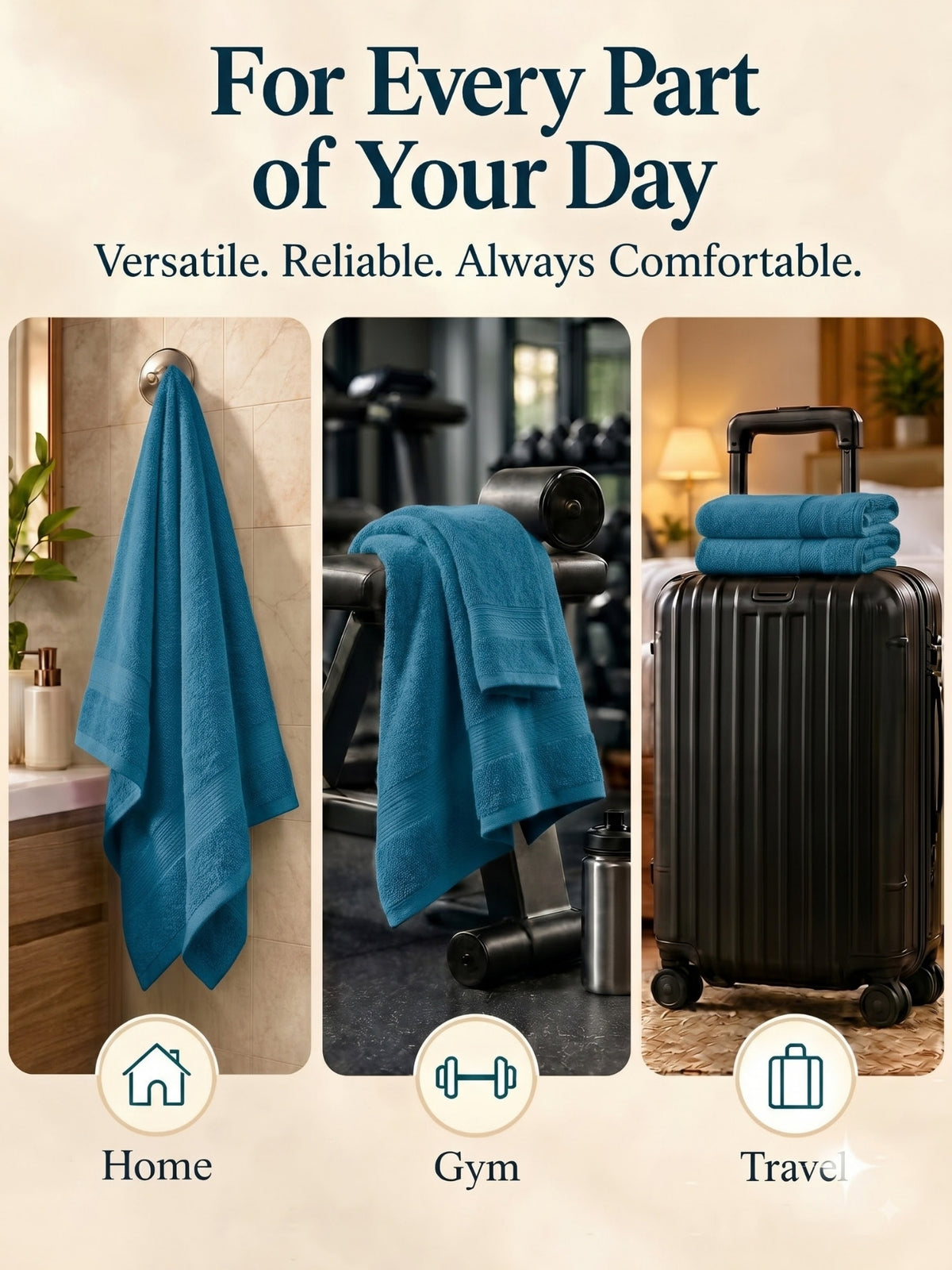 Daisy 100% Cotton Terry Bath Towel Set of 2 | 450 GSM | Soft & Absorbent | 75 x 150 cm| Dark Teal