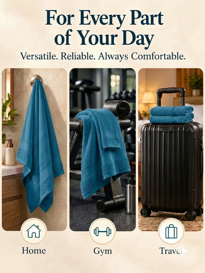 Daisy 100% Cotton Terry Bath Towel Set of 2 | 450 GSM | Soft & Absorbent | 75 x 150 cm| Dark Teal