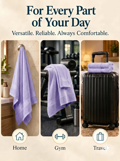 Daisy 100% Cotton Terry Bath Towel Set of 2 | 450 GSM | Soft & Absorbent | 75 x 150 cm|Lavender