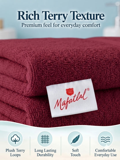 Daisy 100% Cotton Terry Bath Towel Set of 2 | 450 GSM | Soft & Absorbent | 75 x 150 cm|Maroon