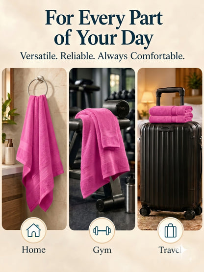 Daisy 100% Cotton Terry Bath Towel Set of 2 | 450 GSM | Soft & Absorbent | 75 x 150 cm| Rose Pink