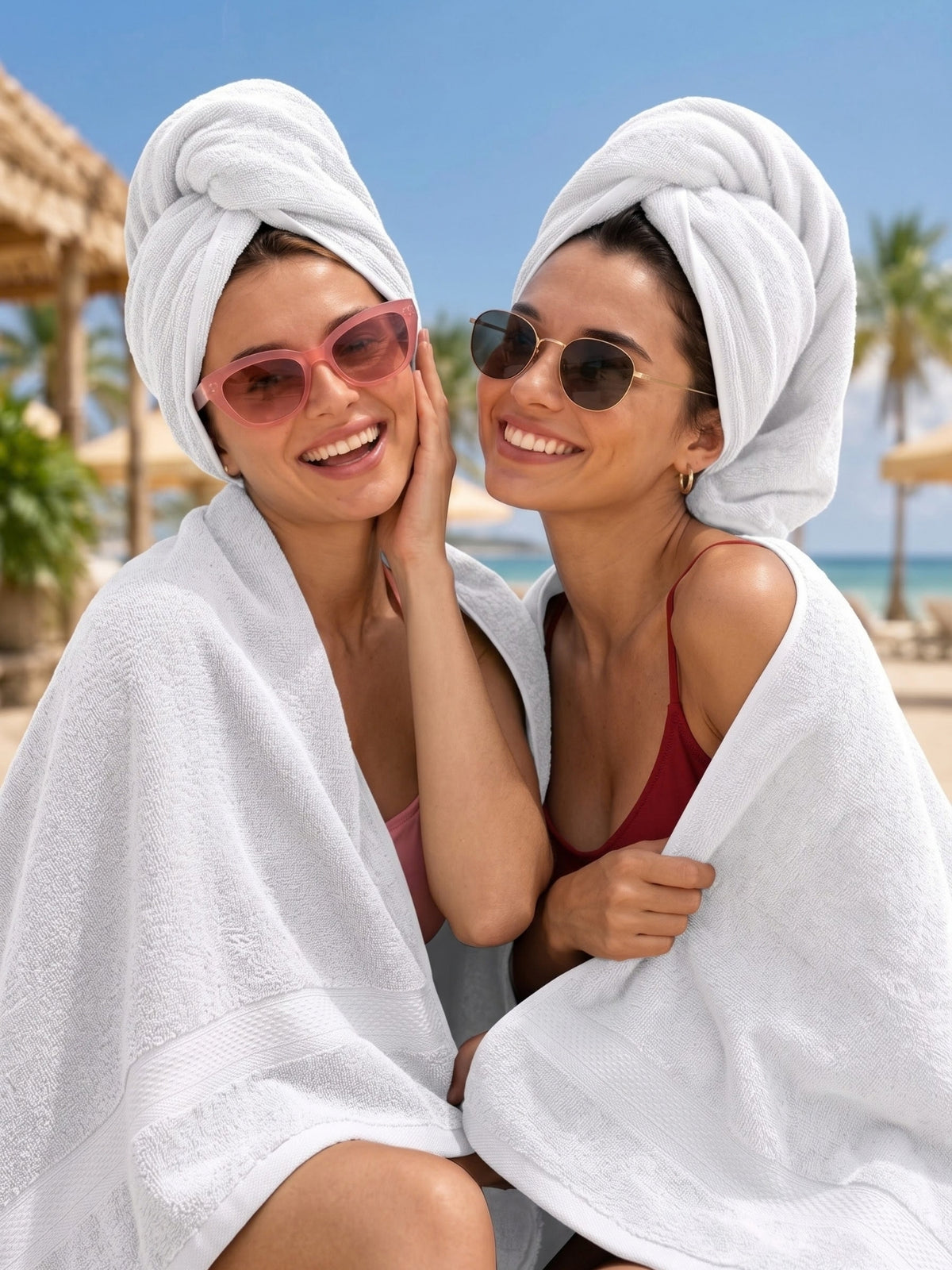 Daisy 100% Cotton Terry Bath Towel Set of 2 | 450 GSM | Soft & Absorbent | 75 x 150 cm| White