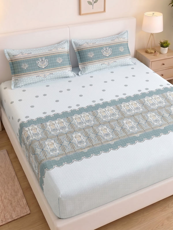 DAZZEL KING 100% Cotton Bedsheet | 210 TC Premium Fabric | King Size 108 x 108 Inches | Includes 2 Pillow Covers