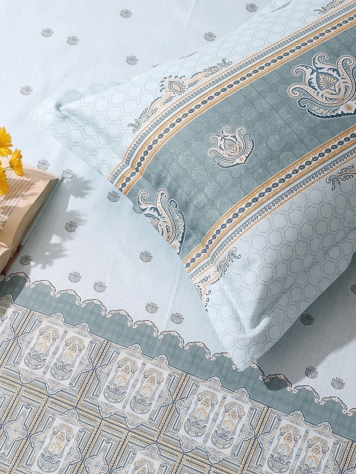 DAZZEL KING 100% Cotton Bedsheet | 210 TC Premium Fabric | King Size 108 x 108 Inches | Includes 2 Pillow Covers