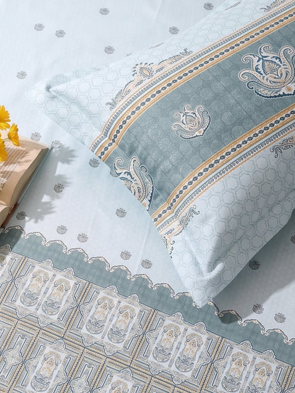 DAZZEL KING 100% Cotton Bedsheet | 210 TC Premium Fabric | King Size 108 x 108 Inches | Includes 2 Pillow Covers