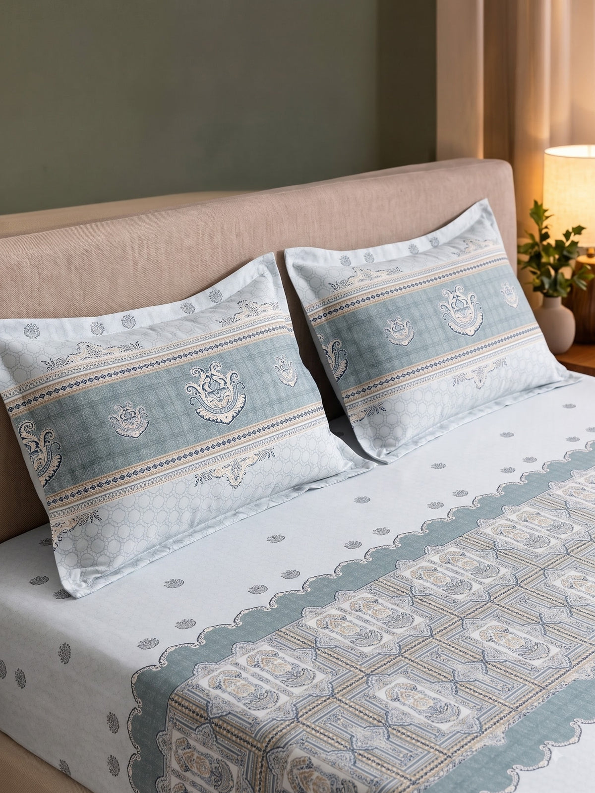DAZZEL KING 100% Cotton Bedsheet | 210 TC Premium Fabric | King Size 108 x 108 Inches | Includes 2 Pillow Covers