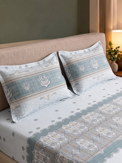 DAZZEL KING 100% Cotton Bedsheet | 210 TC Premium Fabric | King Size 108 x 108 Inches | Includes 2 Pillow Covers