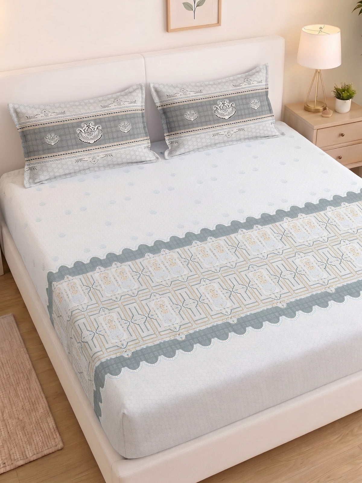 DAZZEL KING 100% Cotton Bedsheet | 210 TC Premium Fabric | King Size 108 x 108 Inches | Includes 2 Pillow Covers