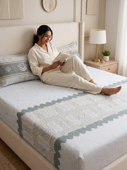 DAZZEL KING 100% Cotton Bedsheet | 210 TC Premium Fabric | King Size 108 x 108 Inches | Includes 2 Pillow Covers